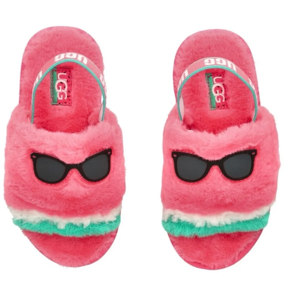 UGG NEW PLUSH FLUFF YEAH WATERMELON SLIPPER SLIDE SANDAL INFANT 6